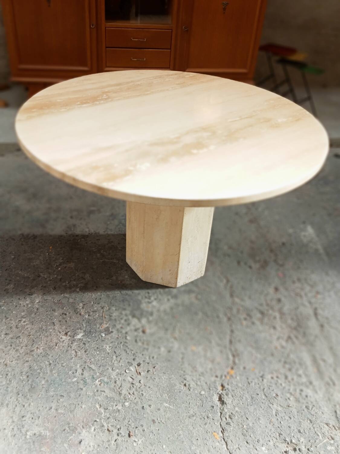 Travertine round table