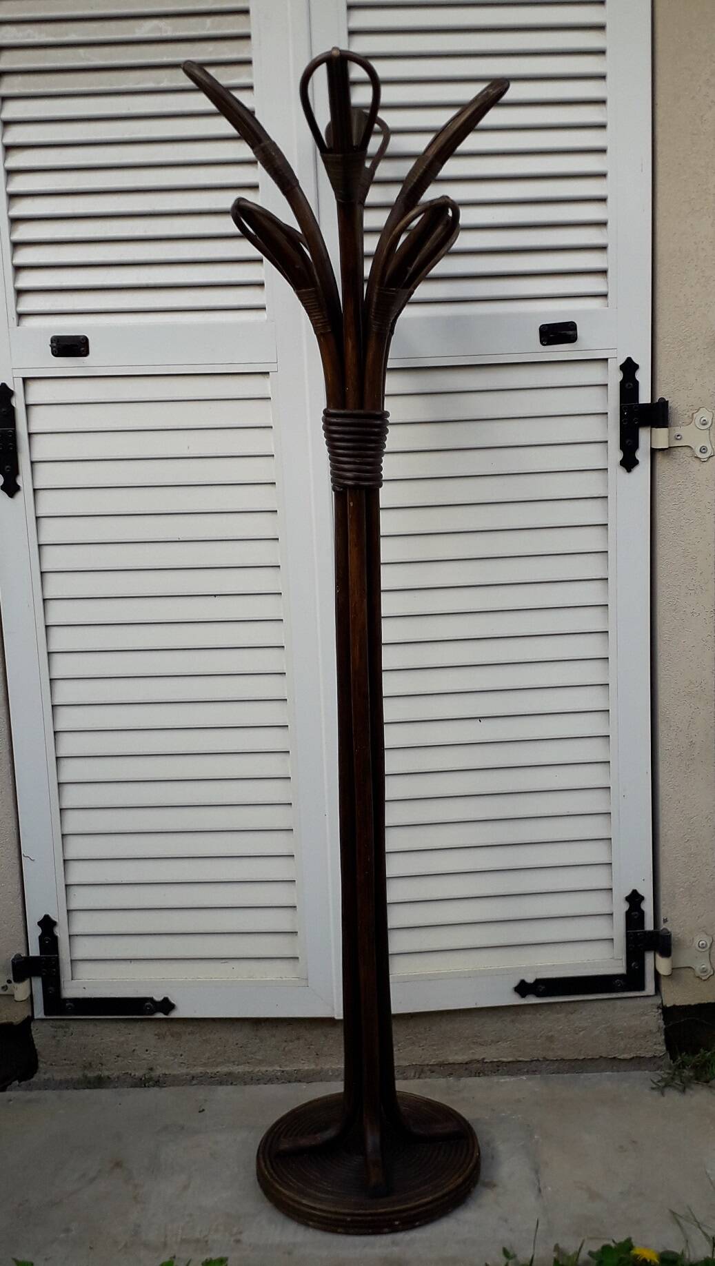 Rattan coat rack