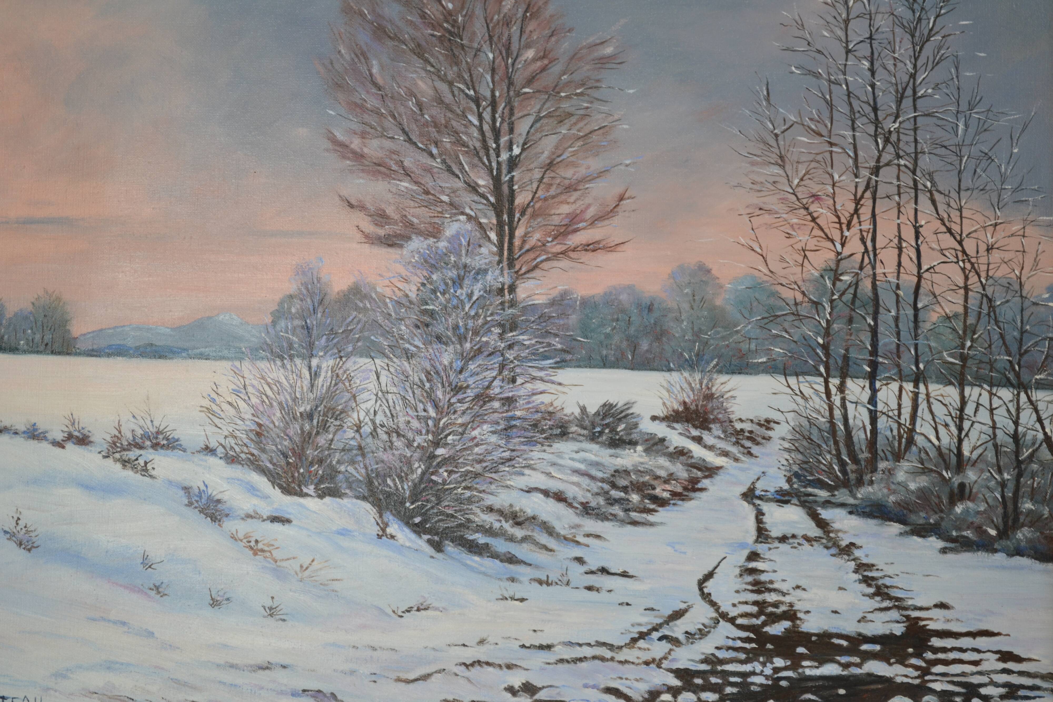 Rateau "Snowy landscape" framed HST painting