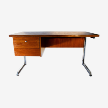 Bureau Ordo, teck, 1970, piétement cantilever chromée