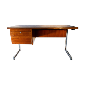 Ordo desk, teak, 1970, chrome cantilever footing