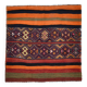 Navy Blue Orange Square Antique Kilim Rug, 128x128Cm