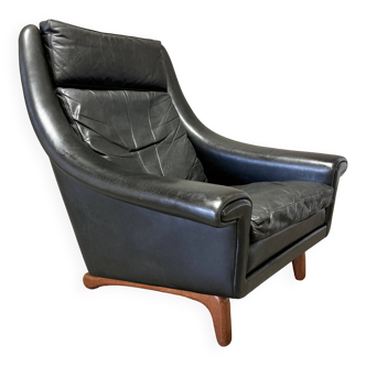 Fauteuil aage christiansen cuir noir 1950.