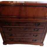 Elegant Drop-Leaf Secretary Desk | Classic Mahogany & Burl Style