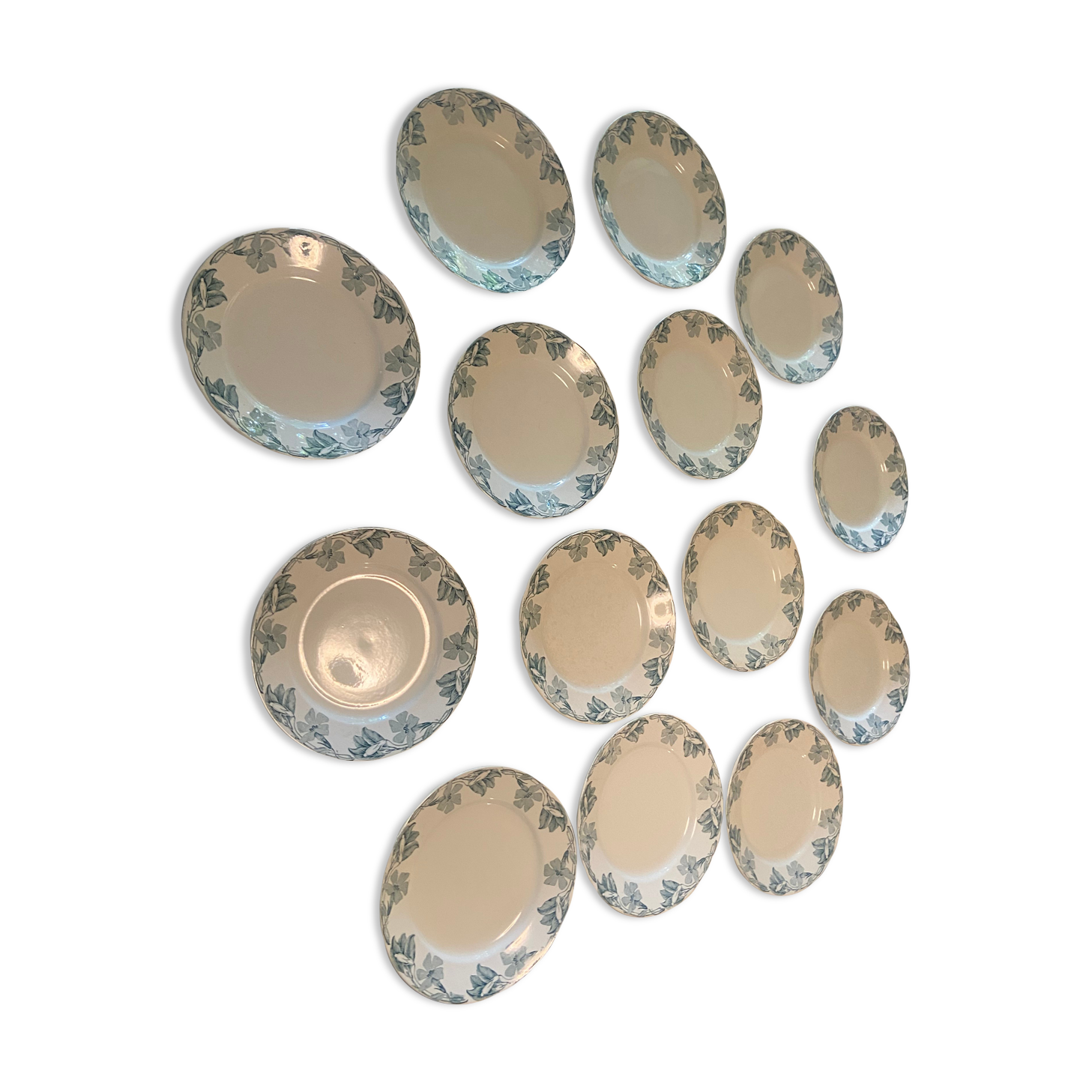 Set of 14 vintage Lunéville porcelain plates
