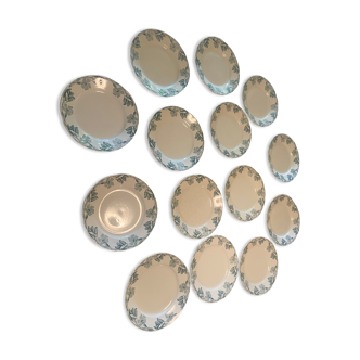 Set of 14 vintage Lunéville porcelain plates