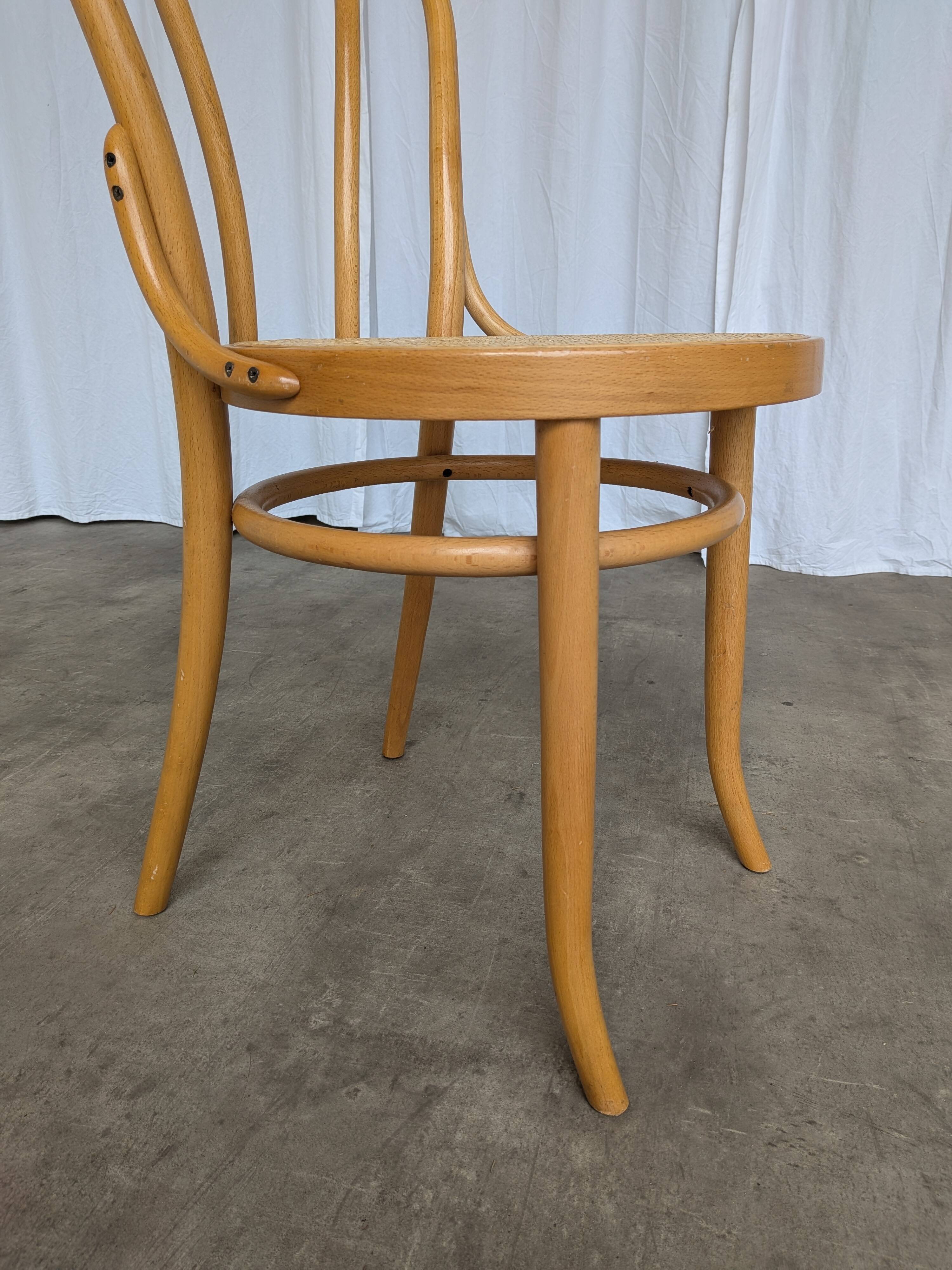 Set of 2 Thonet Style Bentwood Chairs with Cane Seat / Mid-Century Dining F