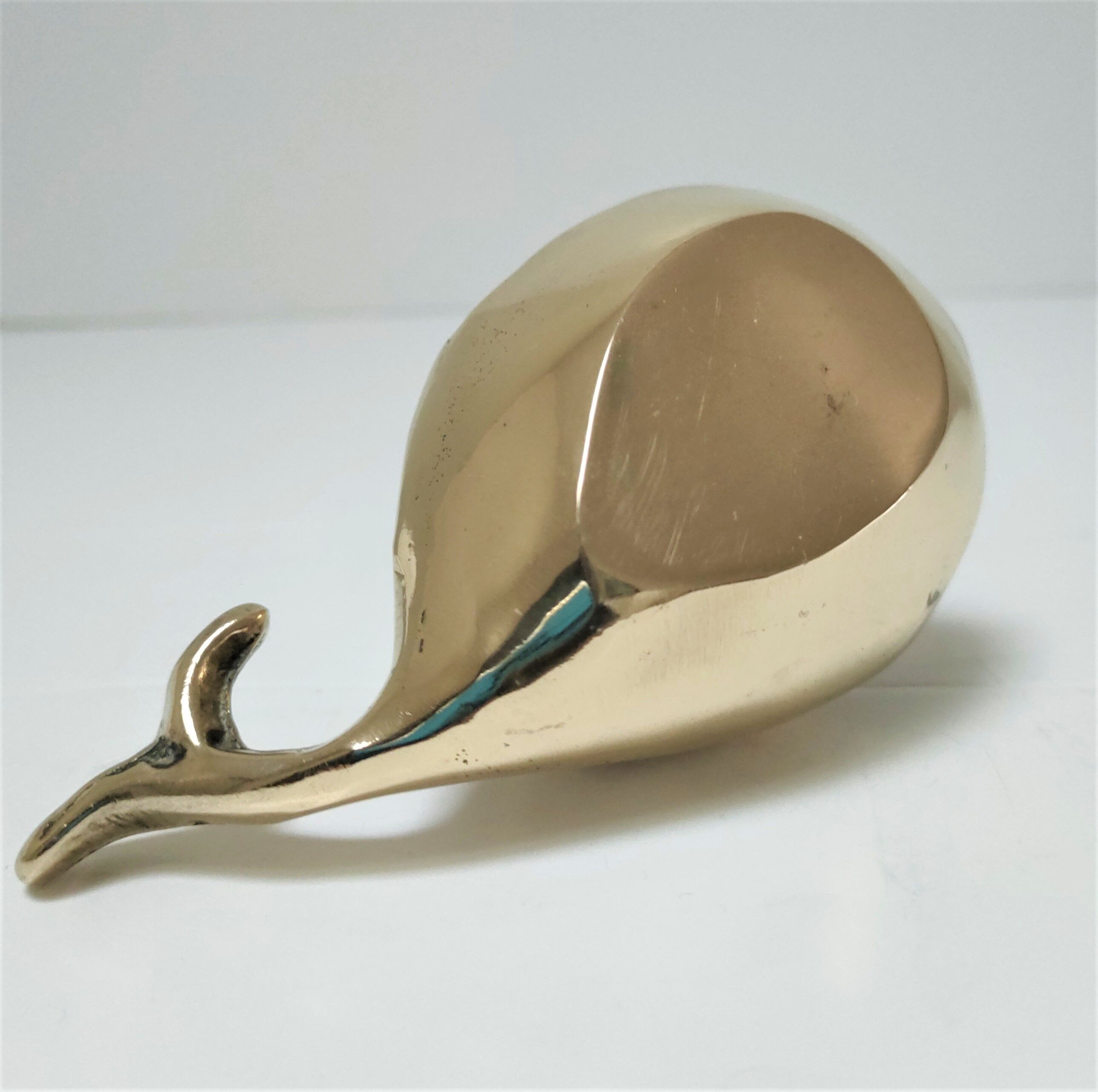 Zoomorphic ashtray massive brass whale 70s