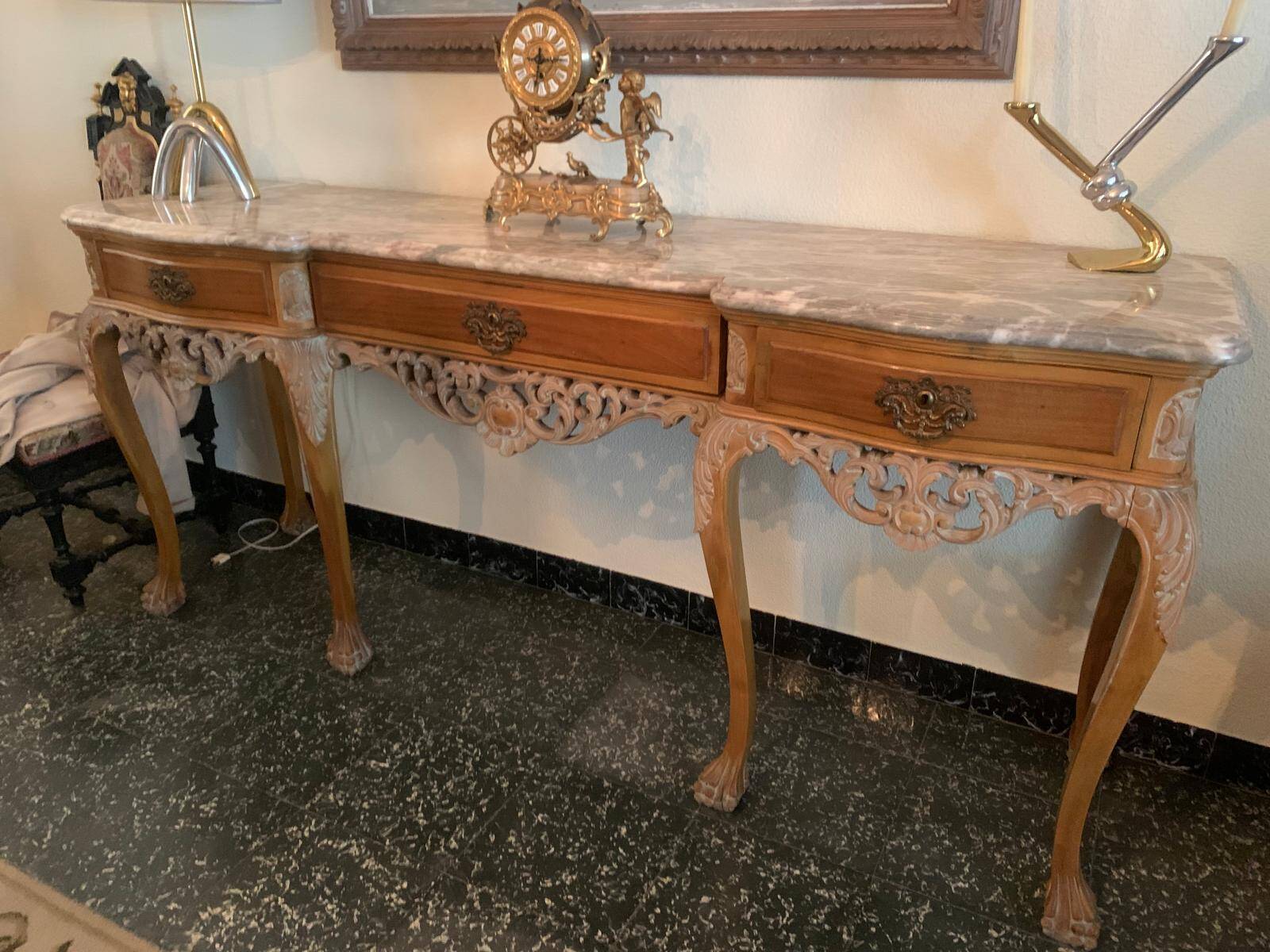 Louis XV style console with marble top