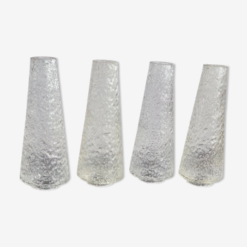 4 tulipes cône verre cristallin soufflé pour suspension vintage