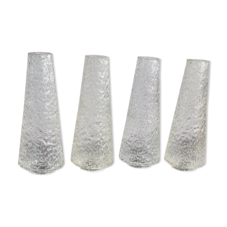 4 tulips cone blown crystalline glass for vintage suspension