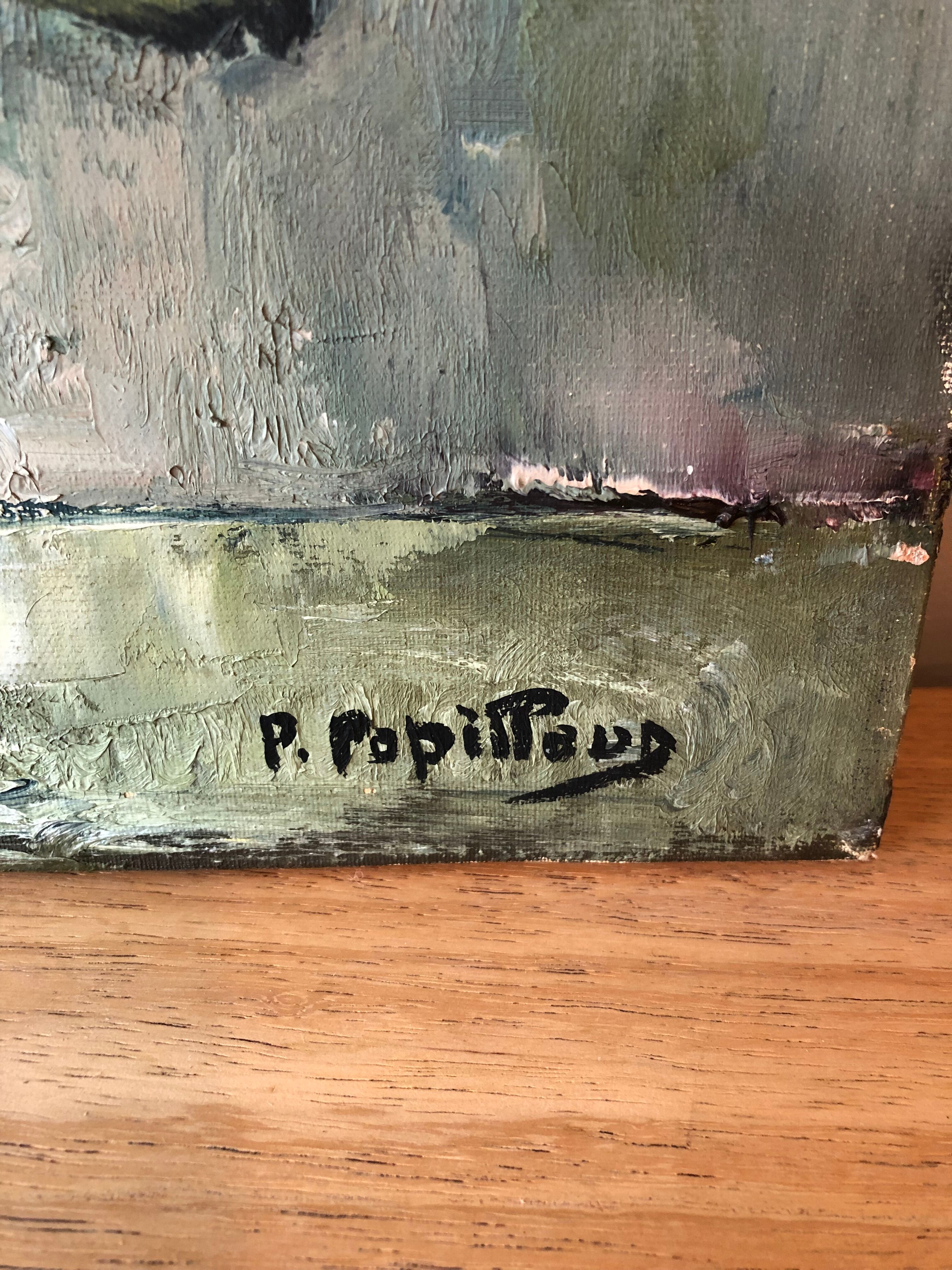 Oil on canvas, bouquet, Pierre Papillaud