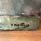 Oil on canvas, bouquet, Pierre Papillaud