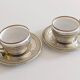 Victorian Alpaca Silver Tea or Coffee Pair of Cups and Plates, England 19th C.