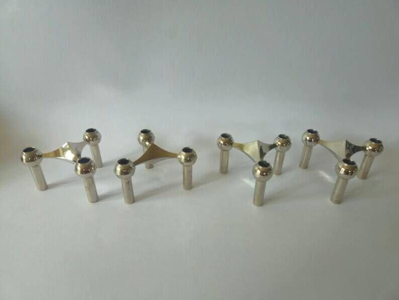 Set of Four Sculptural, Stackable Candle Holders Stoffi & Nagel for BMF Nagel