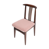 Chaise en hêtre Mid-Century Rose Pâle Bouclé, Bois de Noyer, par M. Zielinski, Europe, années 1960