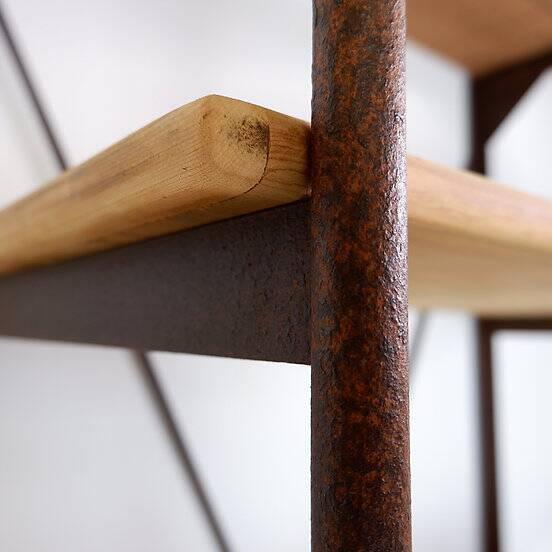 Wooden and metal shelf