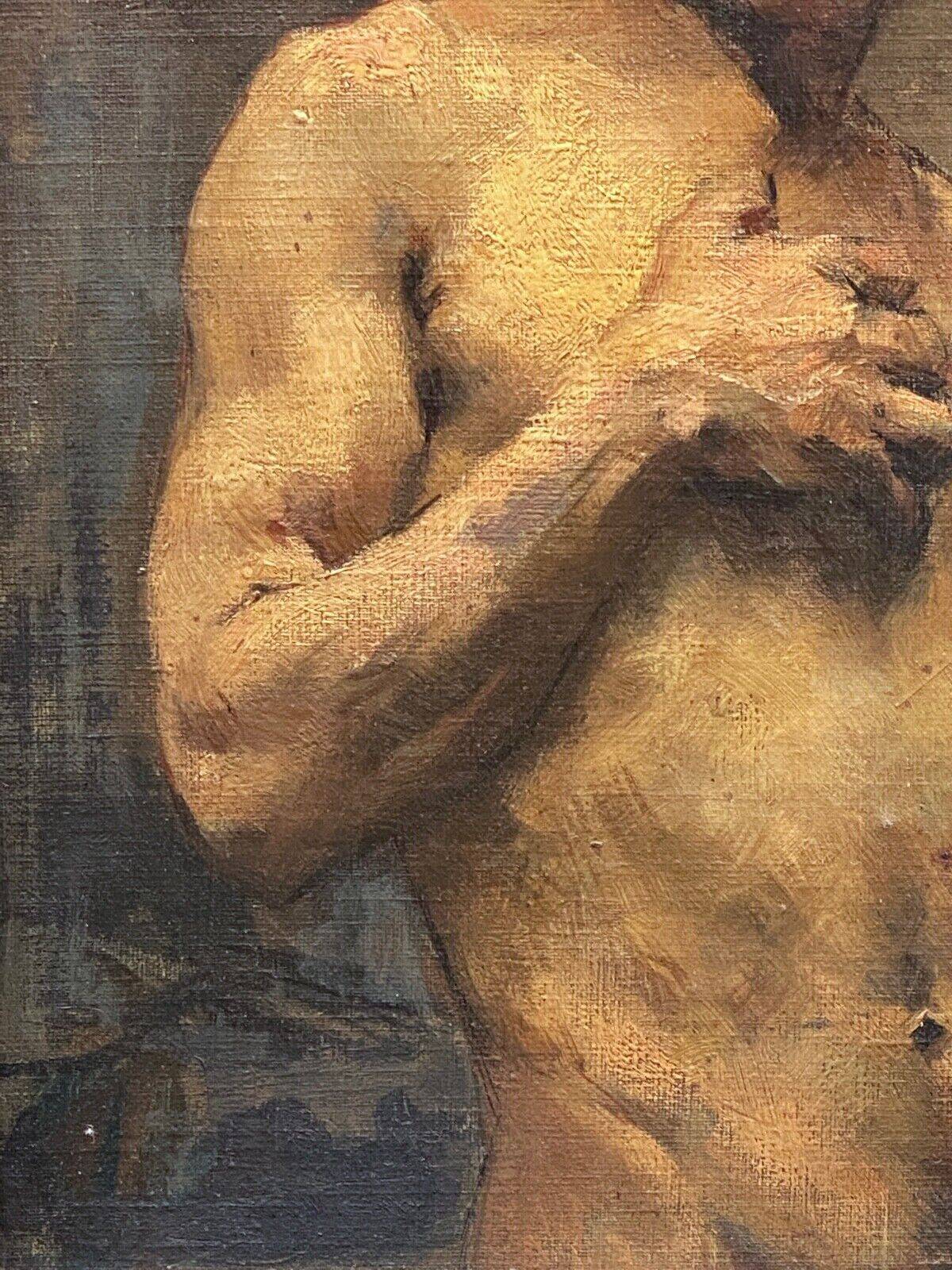 Oil on panel by Alain Beaufreton academic nude male