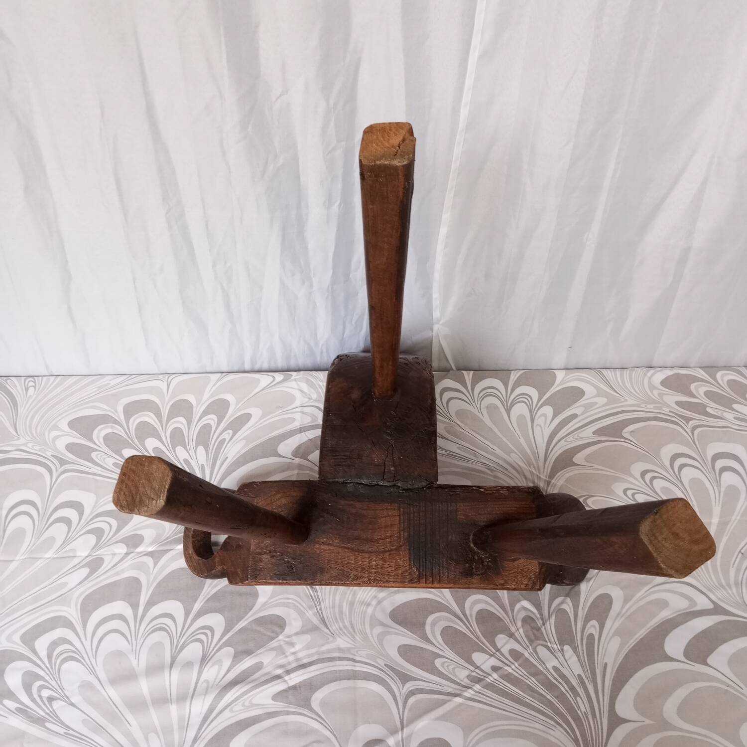 Brutalist tripod chairs in solid wood