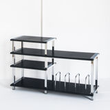 Vintage Hi-Fi furniture in lacquered wood and chrome iron, Spain, 1980