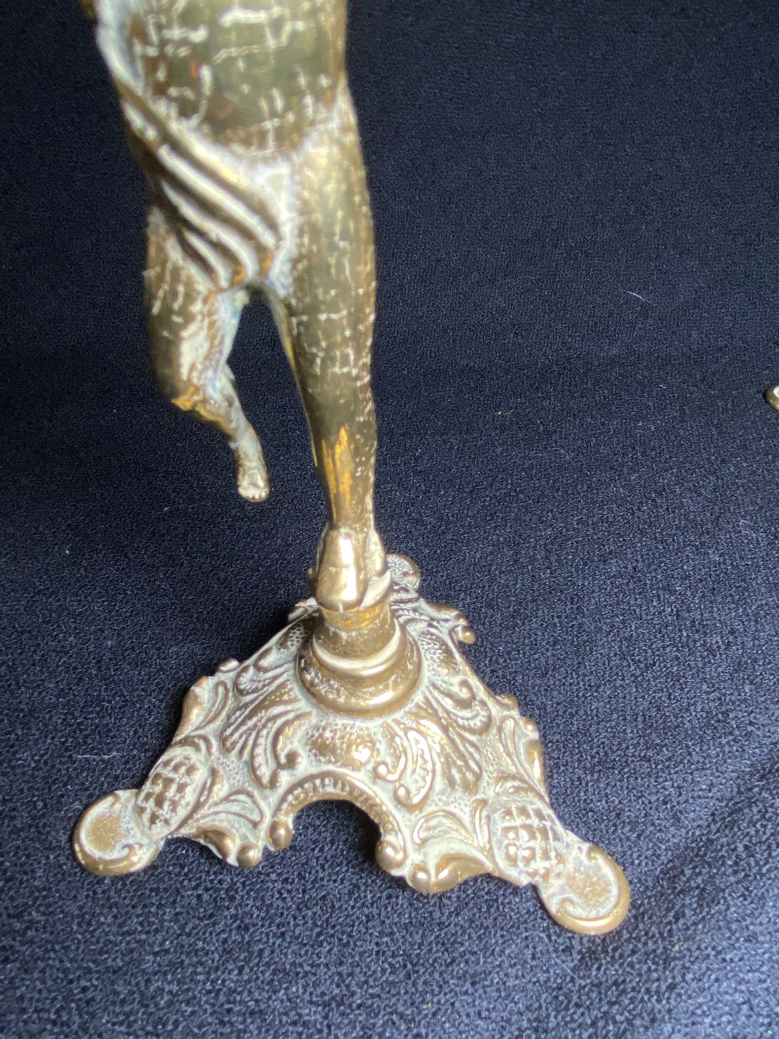 Pair of candlestick buds cherub angel brass