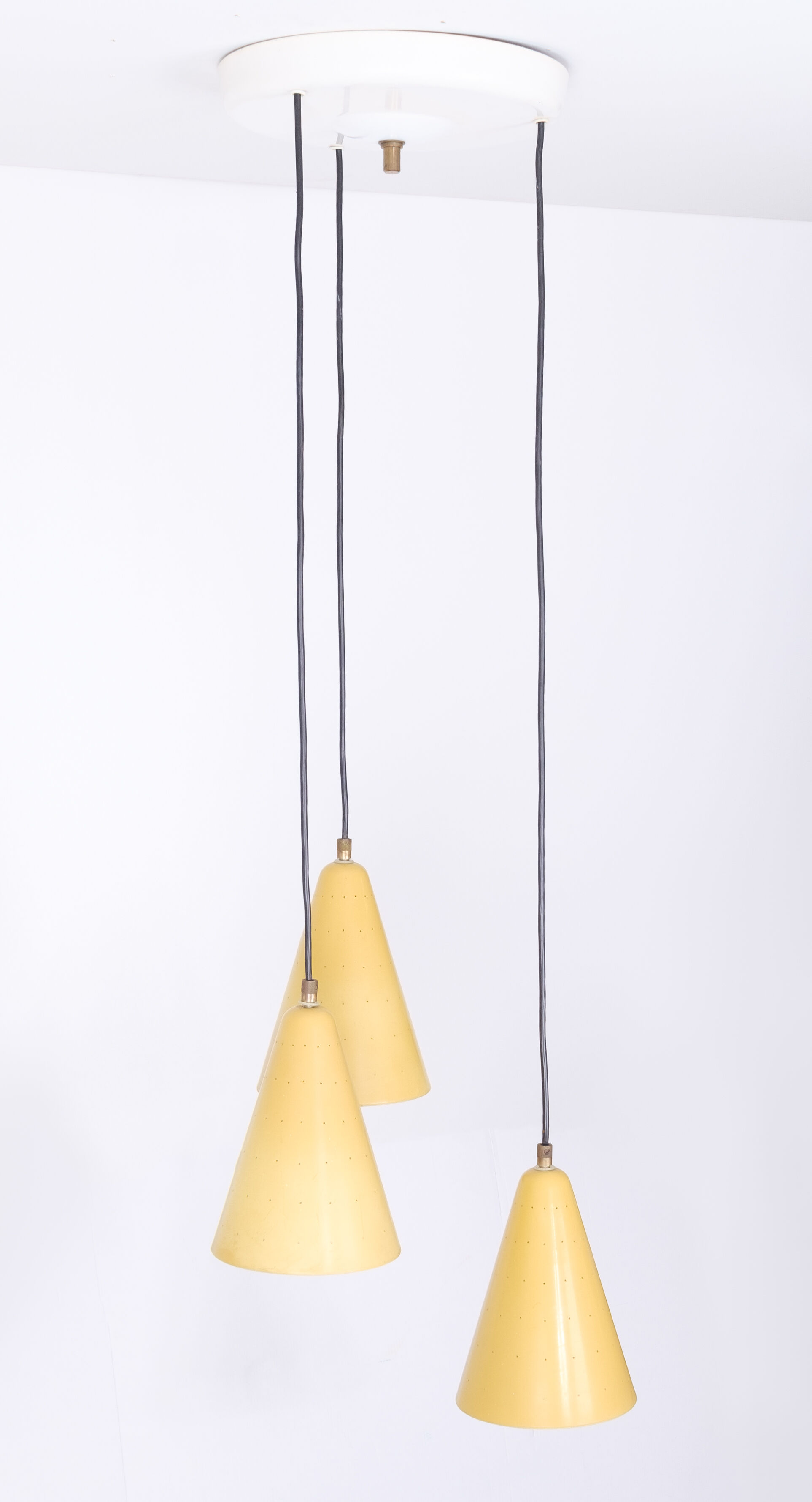 Aluminum yellow chandelier 1960s