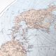 World map planisphere vintage air and maritime lines from 1950