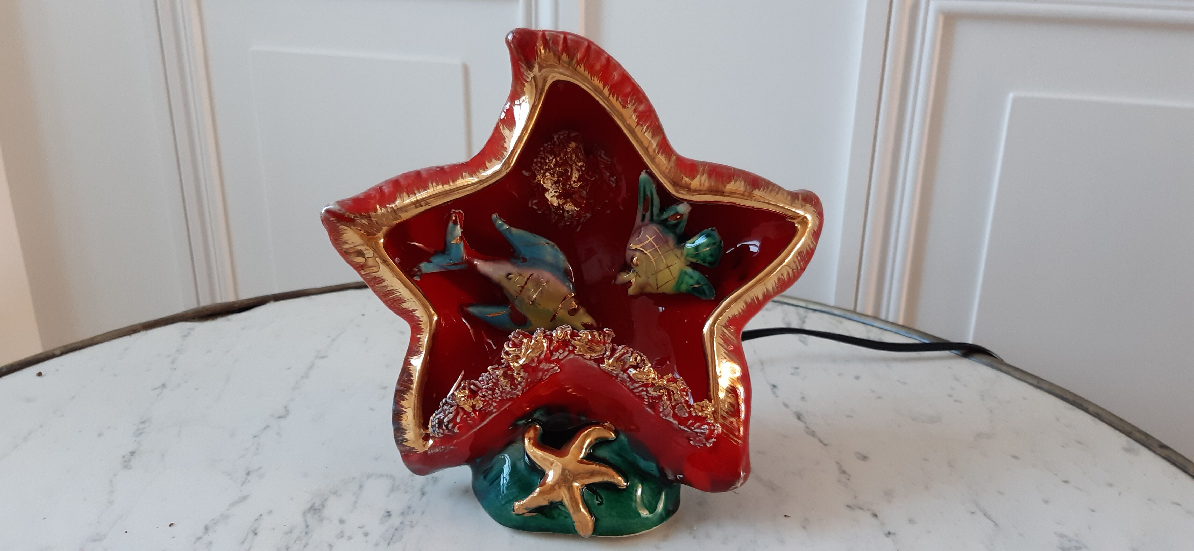 Starfish lamp Vallauris signed 60s-70s