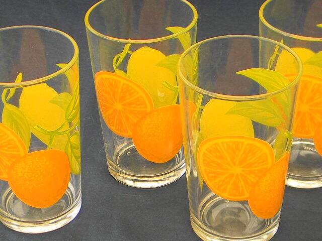 Set of 4 ARCOROC glass orangeade glasses. 1970s.