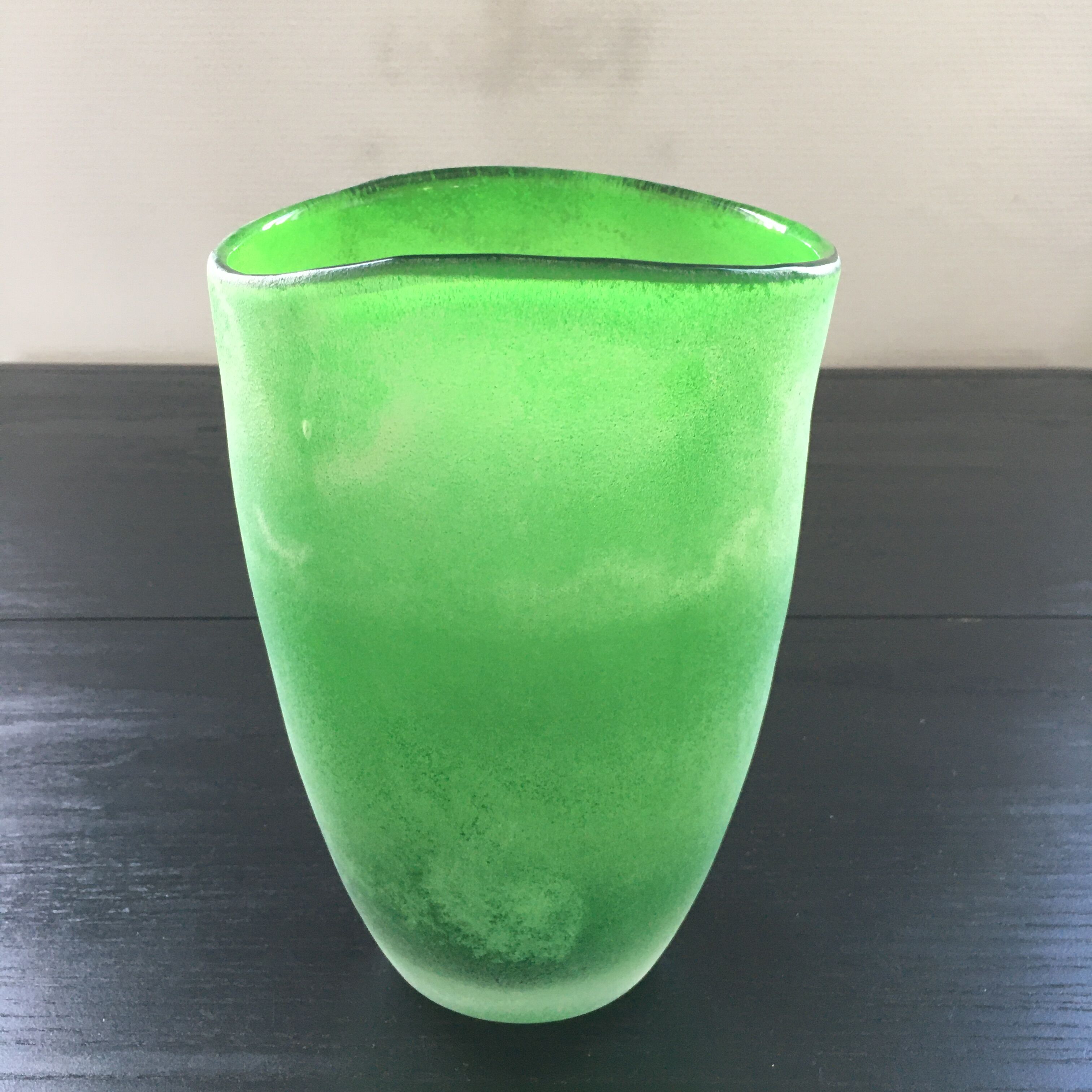 Green glass paste vase