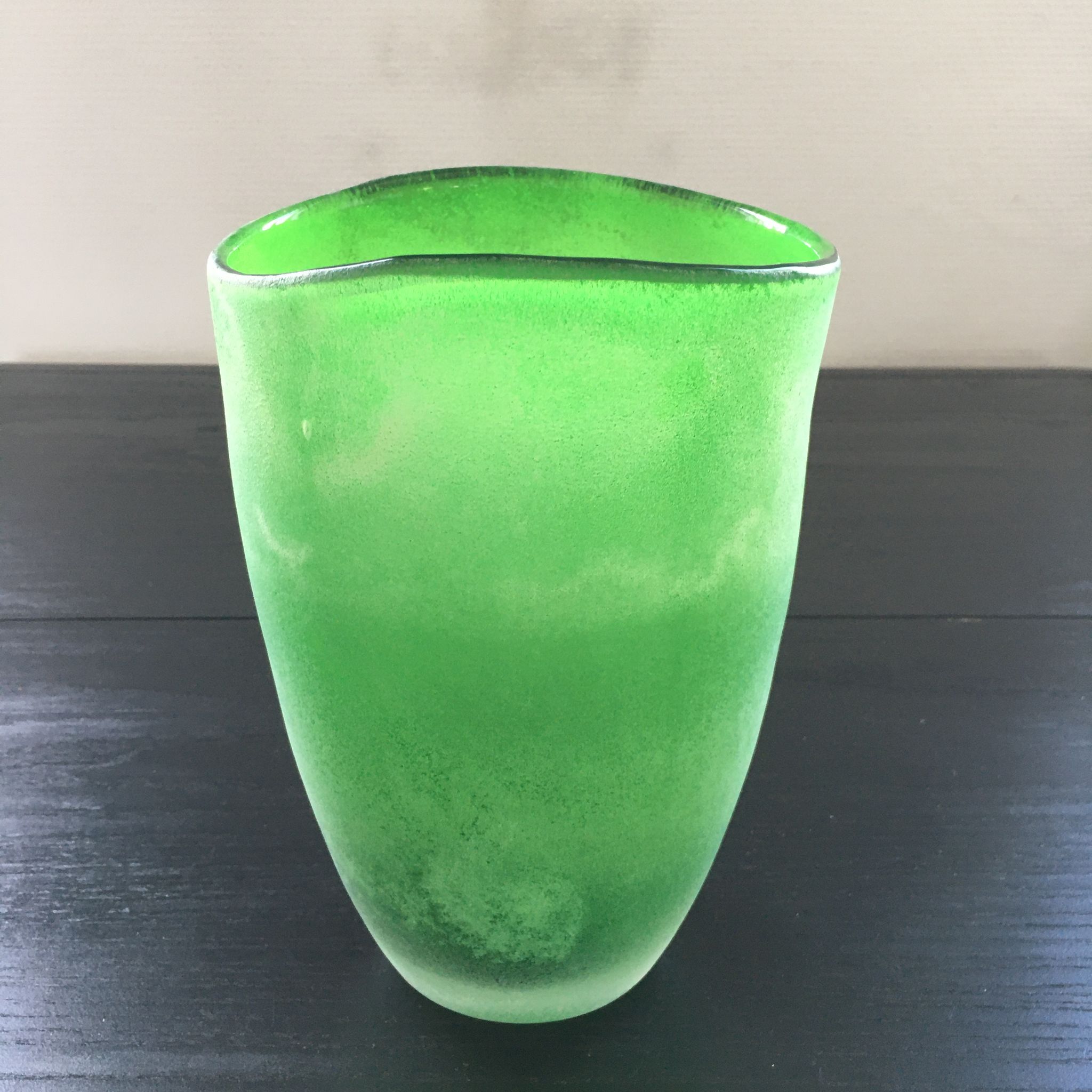 Green glass paste vase