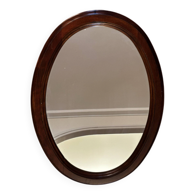 Miroir ovale vintage en bois teinté – 66 × 48,5 cm