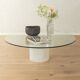 Postmodern coffee table from the 1980s with marble base and glass top