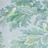 Painted canvas depicting parakeets. Contemporary work.