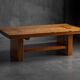 Alpine elmwood dining table in the style of Pierre Chapo, France, 1960s