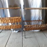 vintage RATTAN metal nightstand