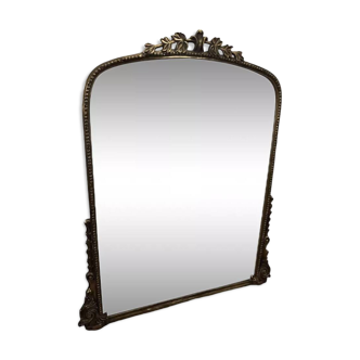 Large gilded mirror with pediment