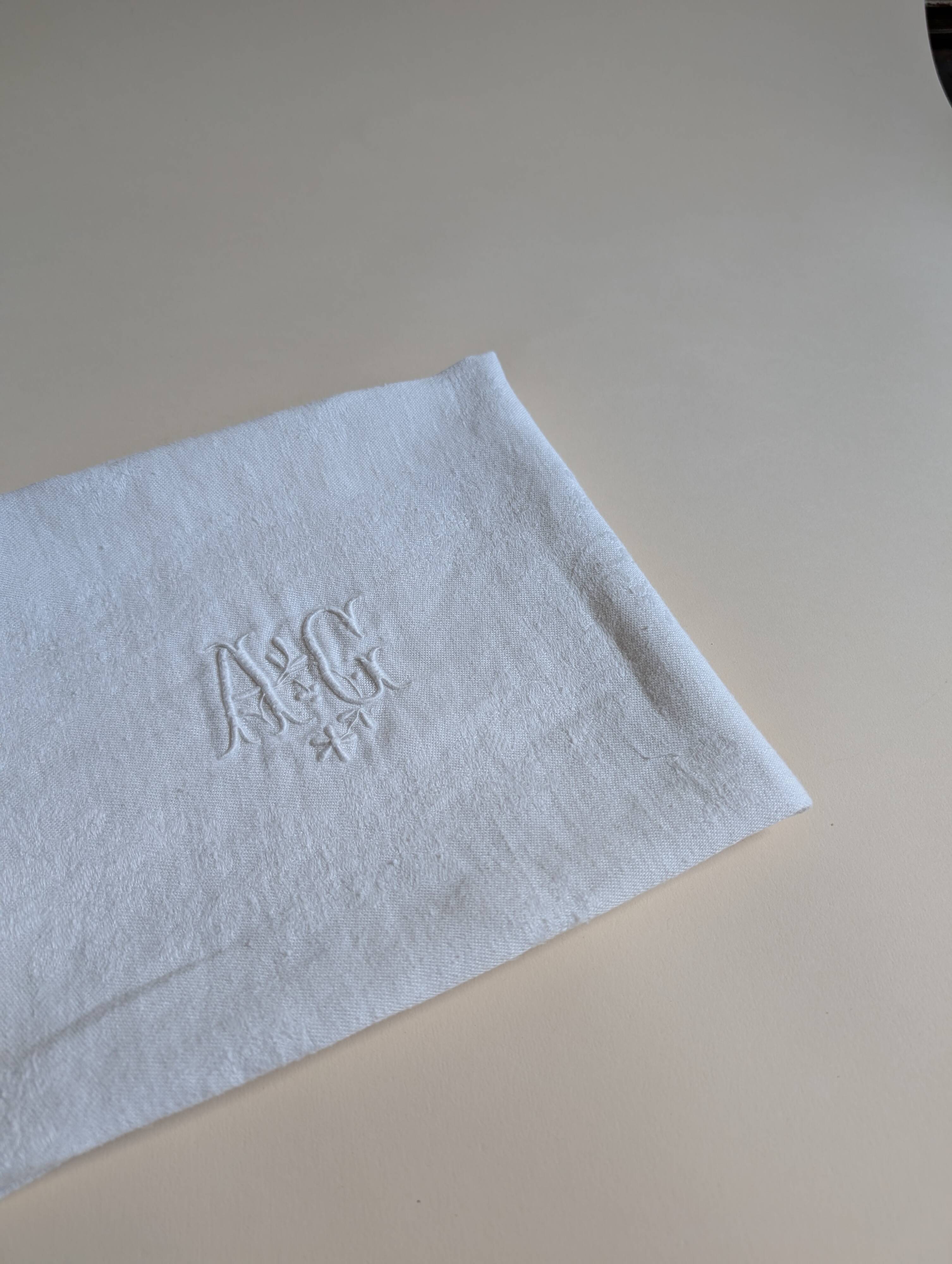 Set of 12 embroidered initial napkins - AG