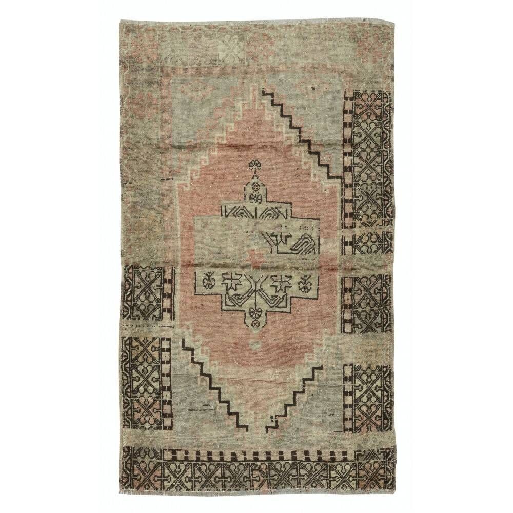 Vintage Turkish Oriental Rug. Ca 1960. One of a kind Handmade Village Rug. 100% Wool