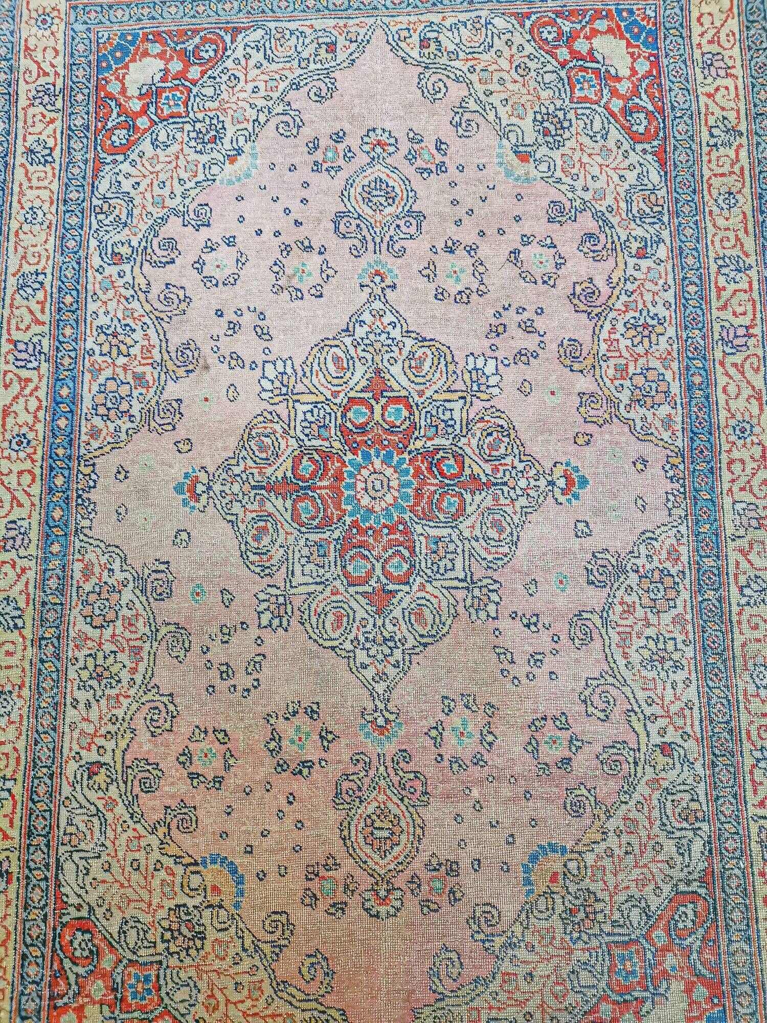 Ancient Persian Oriental rug handmade Tebriz 1.74 x 1.25 m