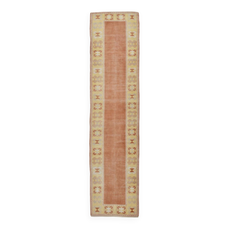 Tapis de couloir turc tissé à la main, orange et jaune citrouille, 3 x 11 cm, 81 x 344 cm