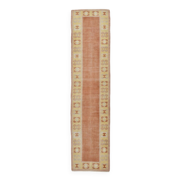 Tapis de couloir turc tissé à la main, orange et jaune citrouille, 3 x 11 cm, 81 x 344 cm