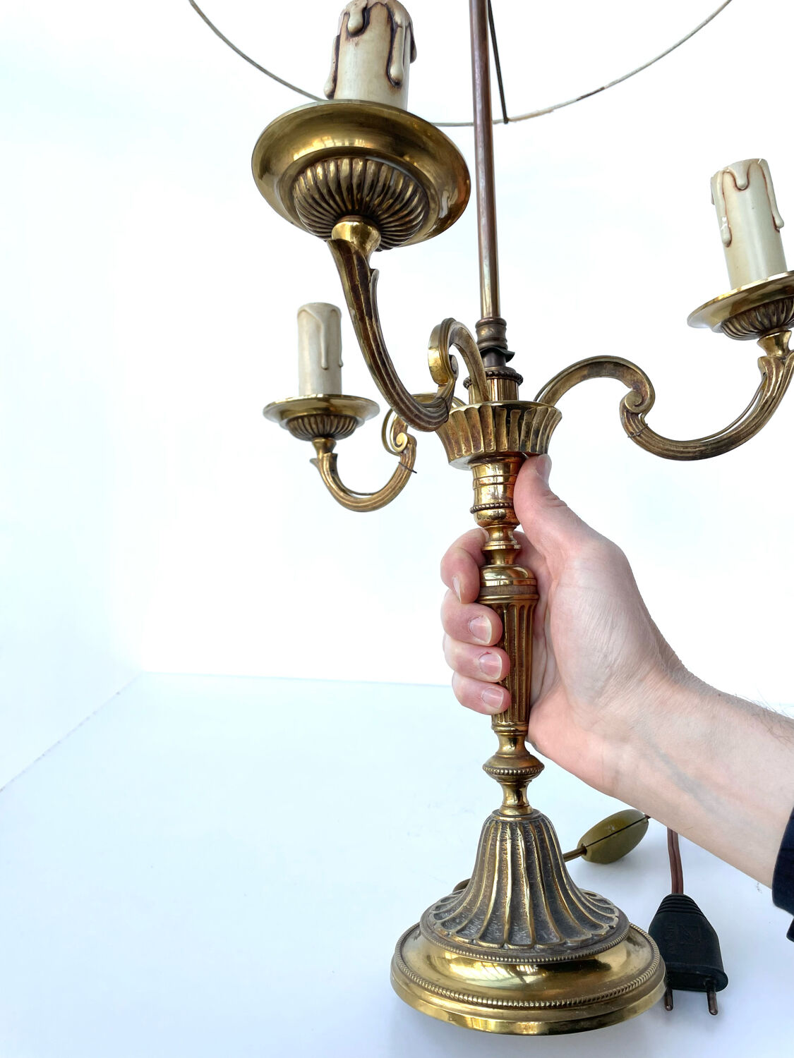 Three-branched golden candlestick