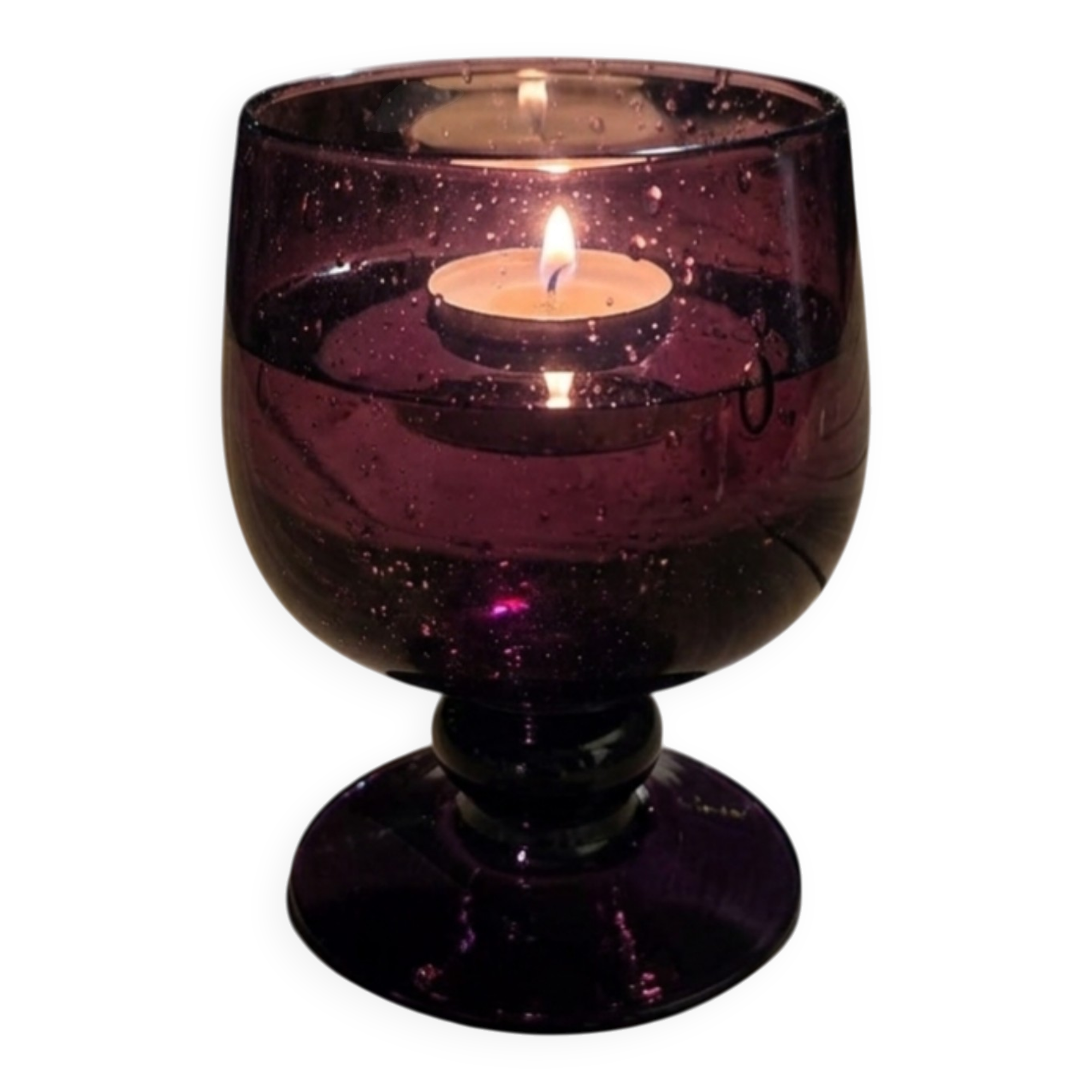 Large purple bubble glass lantern biot – signed