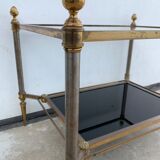 End table in bronze and black opaline glass
