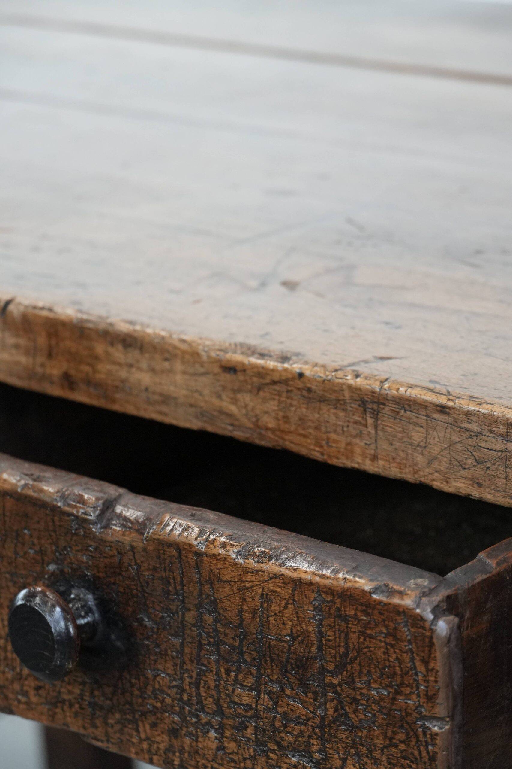 Robust French farmhouse antique dining table from the 18th century