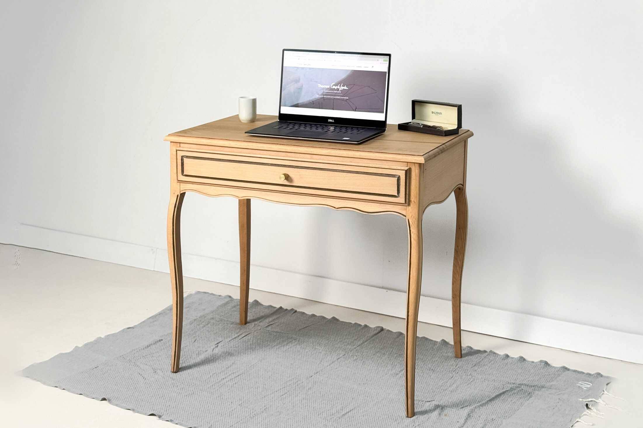 Vintage side table, oak top