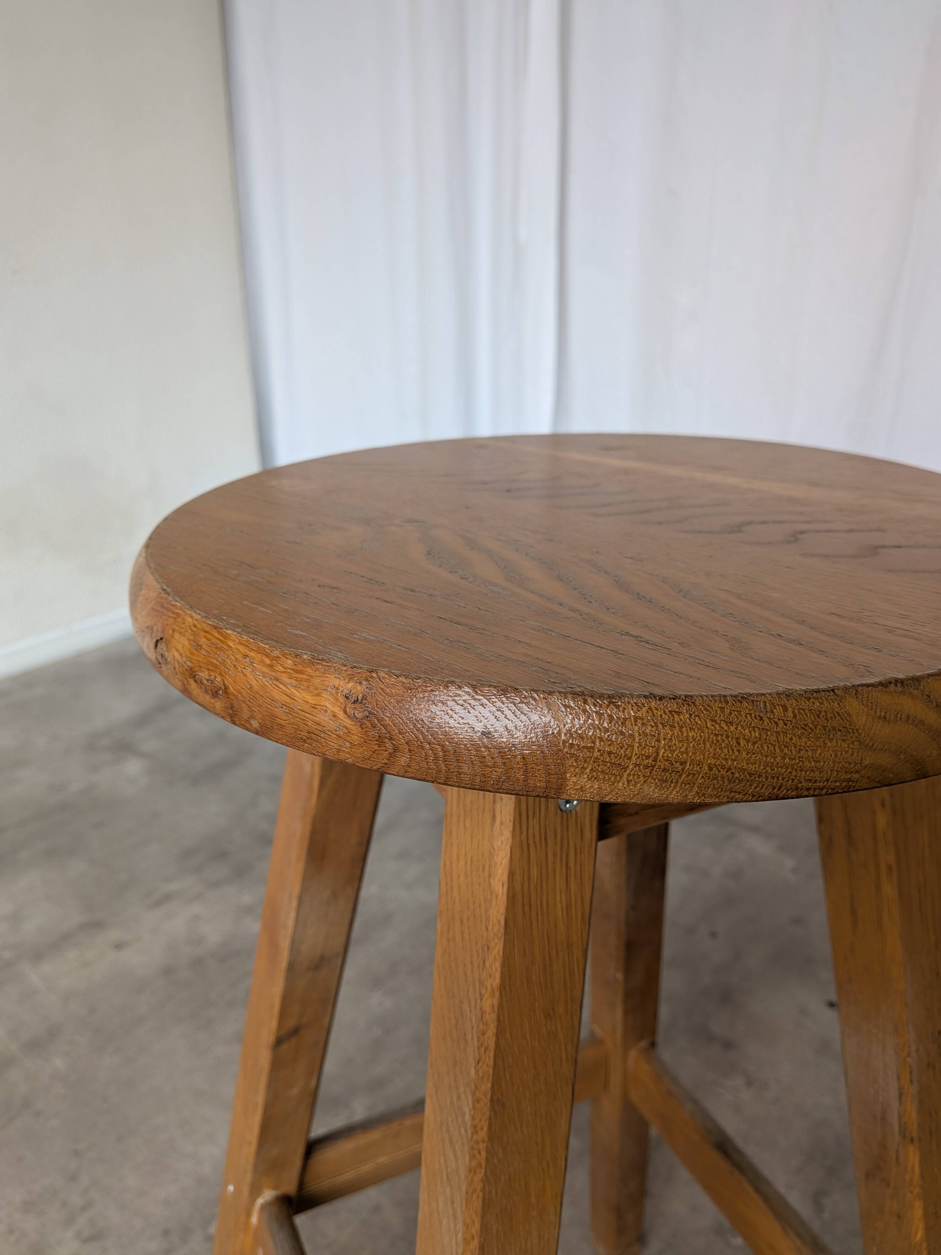 Vintage Oak Bar Stool: 1980s Yugoslavian Industrial High Chair