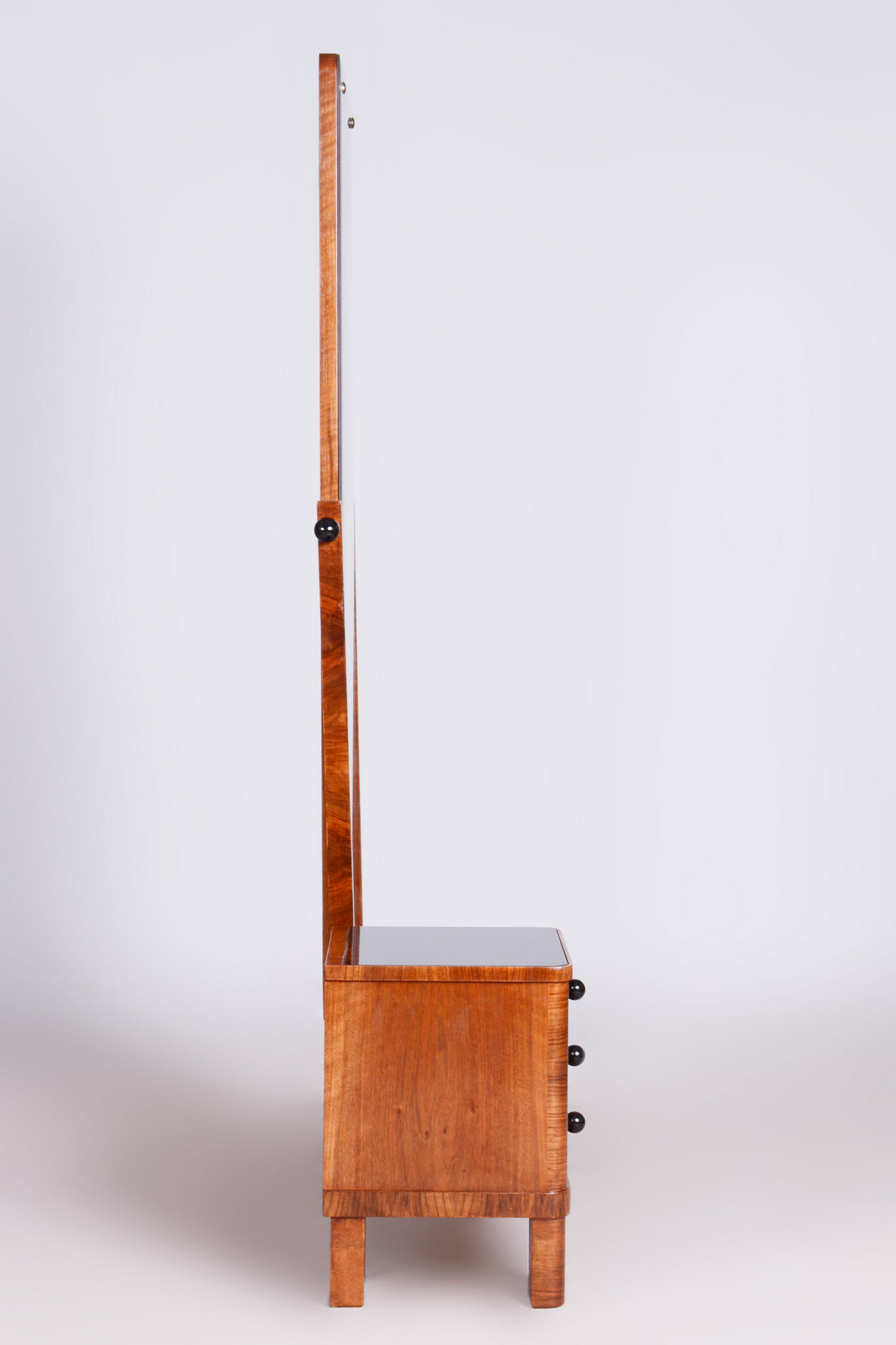 Restored ArtDeco Walnut Dressing Mirror, Revived Polish, Czechia, 1920s