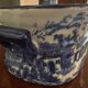 English earthenware planter, blue monochrome, 20th century